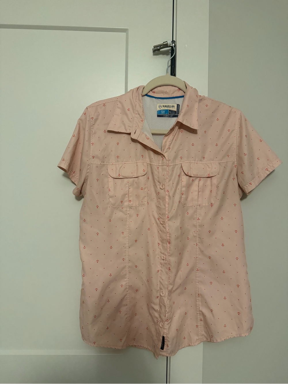 Fish Gear Magellan Outdoors Women’s Light Pink Short Sleeve Button Shirt